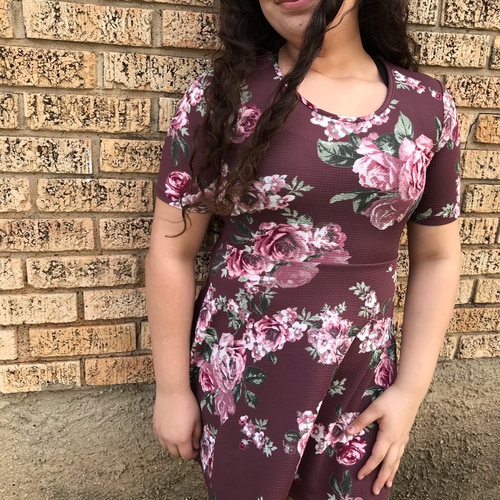 Floral Burgundy Dress